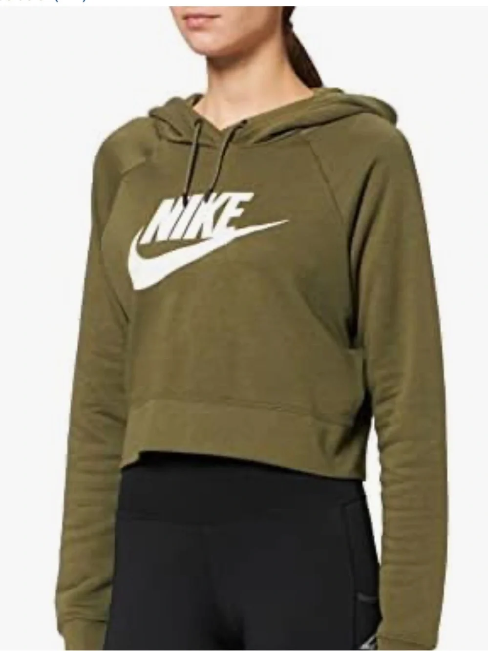 Nike Olive Green Cropped Pullover Hoodie
